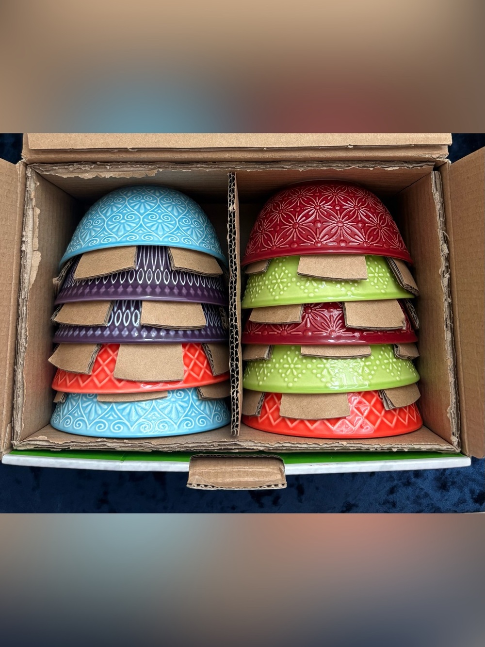 Signature Stoneware Bowl Set — Green, Red, Blue, Purple, Orange